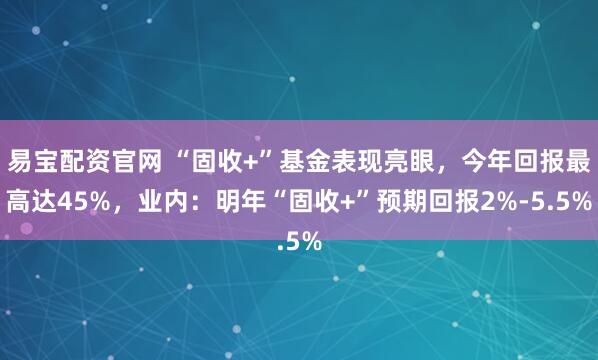 易宝配资官网 “固收+”基金表现亮眼，今年回报最高达45%，业内：明年“固收+”预期回报2%-5.5%